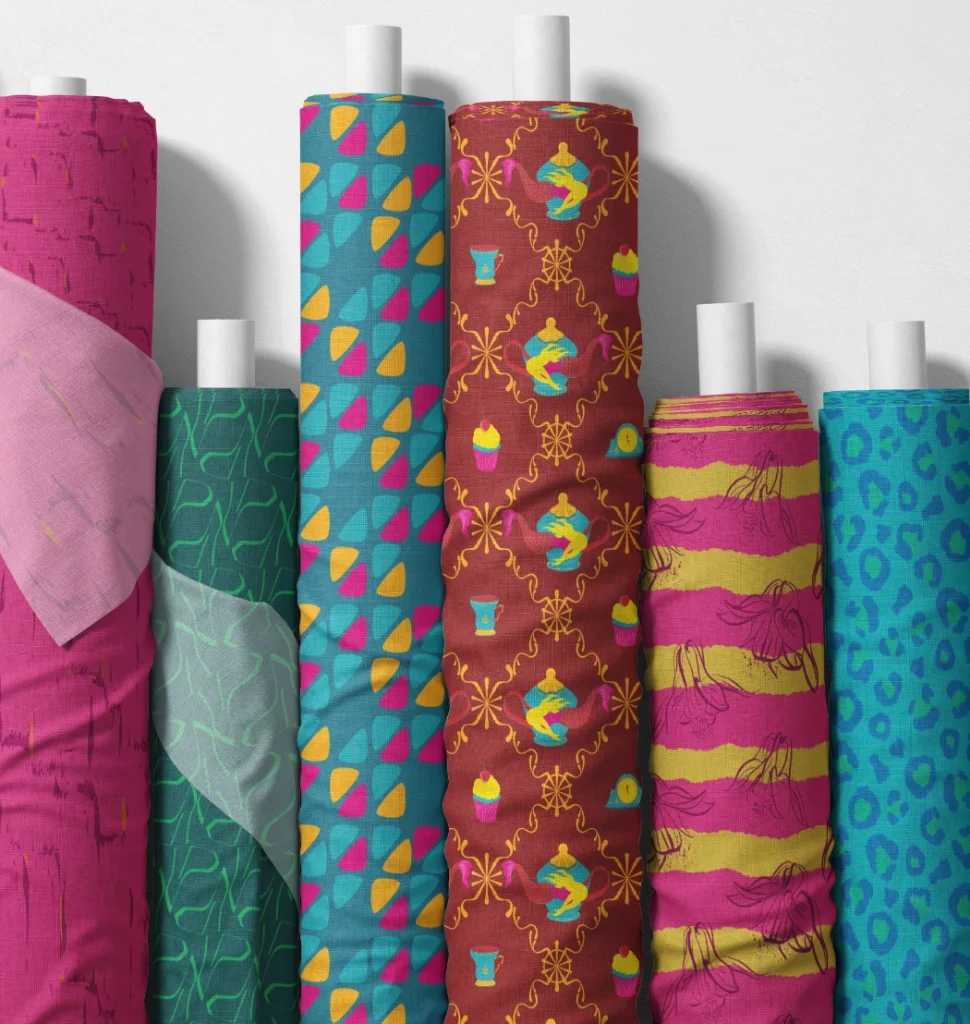 6 Stoffrollen  mit unterschiedlichen Designs