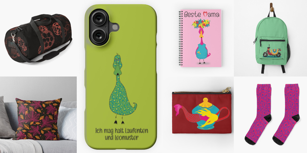 Präsentation von einzelnen Redbubble Produkten